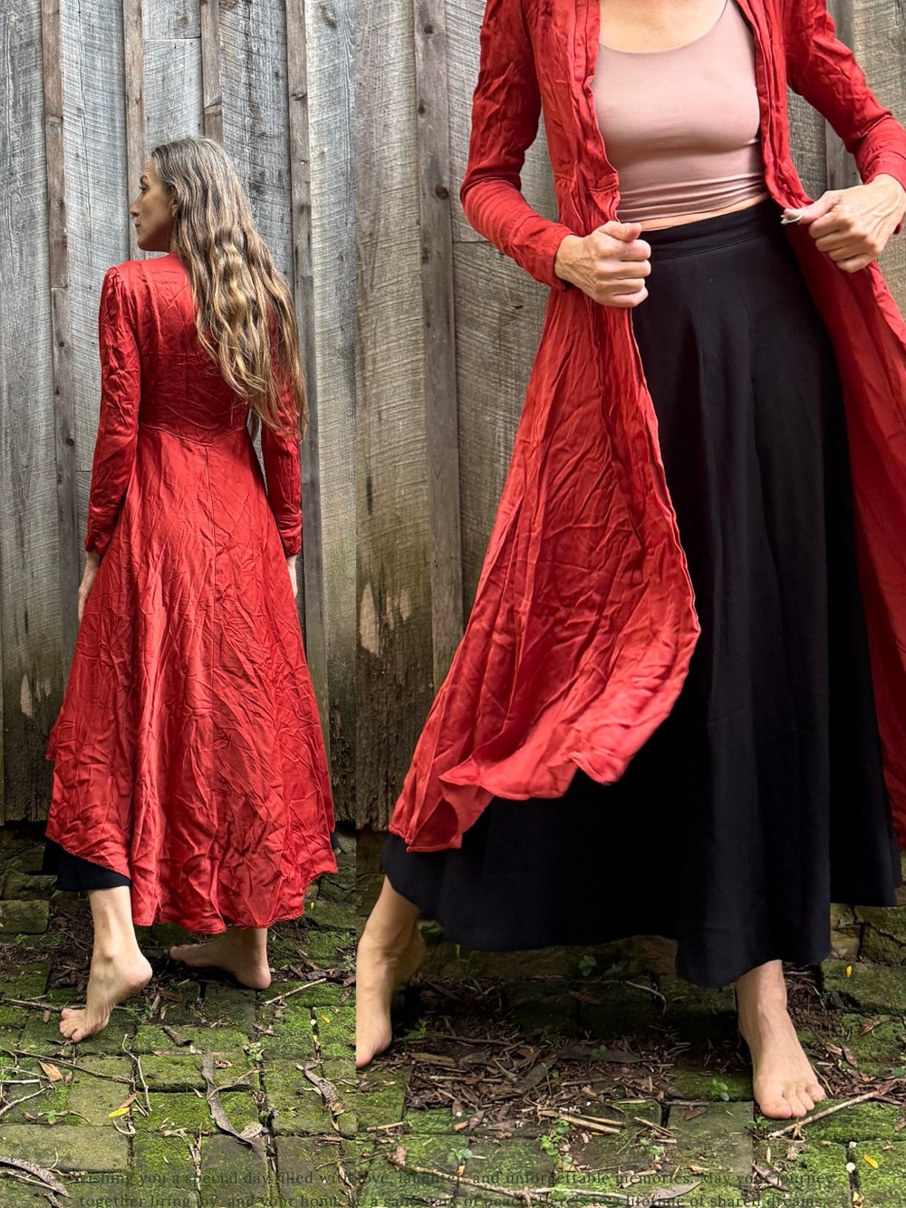 Free People Satin Robe Dress with Romantic Details